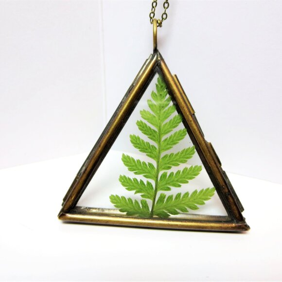 Fern Necklace Pressed Fern charm dried ferm Terrarium pendant Botanical locket - Picture 8 of 11
